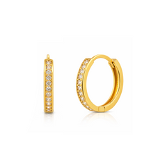 22K Gold CZ Slim Hoop Earrings