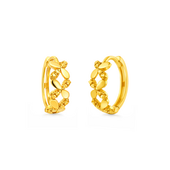 22K Gold Floral Hoop Earrings