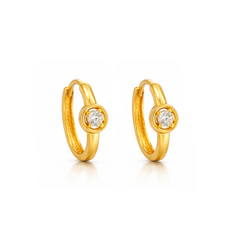 22K Gold CZ Hoop Earrings