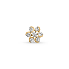 18K Gold Diamond Swirl Flower Nose Pin