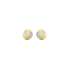 22K Gold Radiance Swirl Dual-Tone Stud Earrings