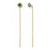 22K Gold Blue Stone Sui Dhaga Earrings