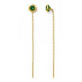 22K Gold Green Stone Sui Dhaga Earrings