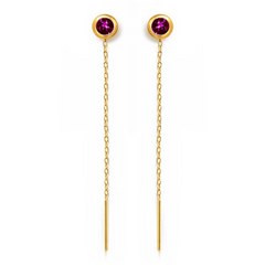 22K Gold Faushia Pink Stone Sui Dhaga Earrings