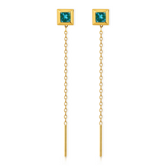 22K Gold Blue Stone Sui Dhaga Earrings