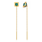 22K Gold Blue Stone Sui Dhaga Earrings