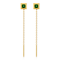 22K Gold Green Stone Sui Dhaga Earrings
