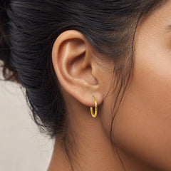 22K Gold Diamond Cut Hoop Earrings