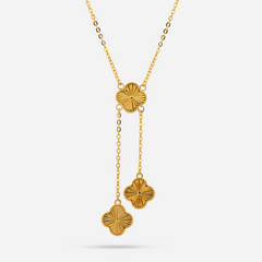 22k Gold Clover Drop Necklace