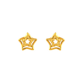22K Gold Double Star Stud Earrings