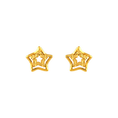 22K Gold Double Star Stud Earrings
