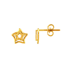 22K Gold Double Star Stud Earrings