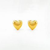 22K Gold Heart Stud Earrings