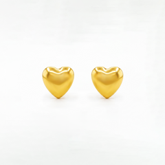 22K Gold Heart Stud Earrings