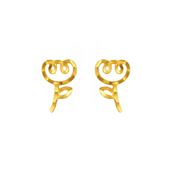 22K Gold Rose Stud Earrings