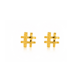 22K Gold Hashtag Stud Earrings