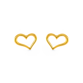 22K Gold Open Heart Stud Earrings