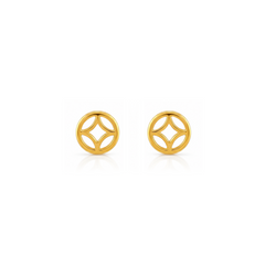 22K Gold Compass Star Stud Earrings