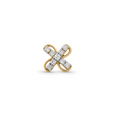 18K Gold Diamond Cross Petal Nose Pin