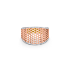 22K Gold Honeycomb Rose Ring