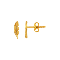 22K Gold Feather Stud Earrings