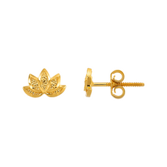 22K Gold Lotus Stud Earrings