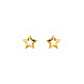 22K Gold Faceted Star Stud Earrings
