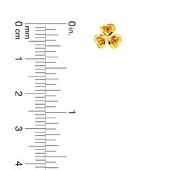22K Gold Heart Leaf Clover Stud Earrings