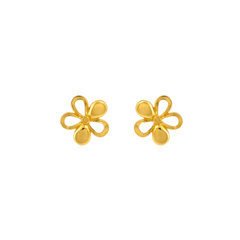 22K Gold Blooming Flower Stud Earrings
