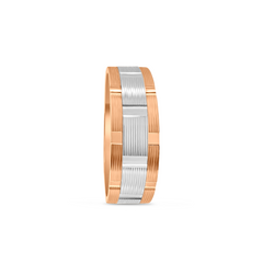 Platinum Rose Gold Grooved Band