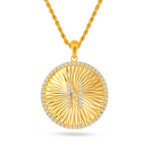 22K Gold Radiant & Diamond Initial "N" Pendant