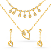 22K Gold Layered Necklace & Earrings Set