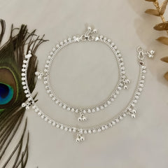 Silver Floral Anklets