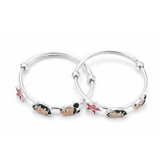 Silver Cartoon Charm Baby Kadas - Set of 2