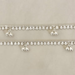 Silver Floral Anklets