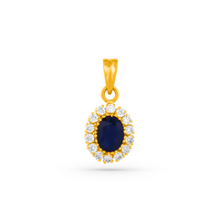22K Gold Royal Neelam Pendant with Earrings Set