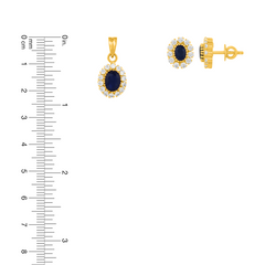 22K Gold Royal Neelam Pendant with Earrings Set