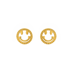 22K Gold Smiley Stud Earrings