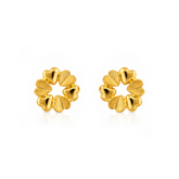 22K Gold Heart Petal Floweral Stud Earrings