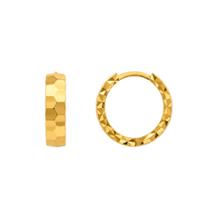 22K Gold Gilded Facet Hoop Earrings