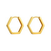 22K Gold Hexagonal Hoop Earrings