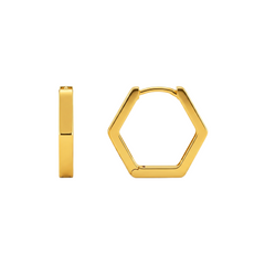 22K Gold Hexagonal Hoop Earrings