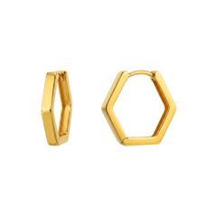 22K Gold Hexagonal Hoop Earrings