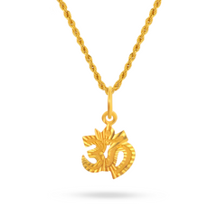 22K Gold Om Gold Pendant with Artistic Finish