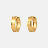 22K Gold Ribbed Hoop Earrings