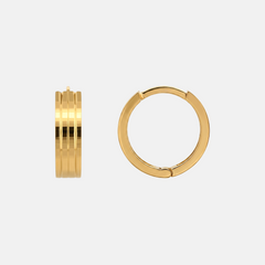 22K Gold Ribbed Hoop Earrings