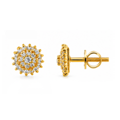 22K Gold Étoile Floral Cluster CZ Earrings