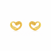22K Gold Heart Élan Sculpted Stud Earrings