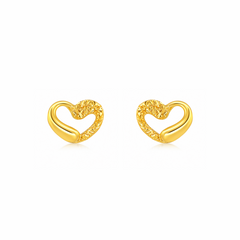 22K Gold Heart Élan Sculpted Stud Earrings