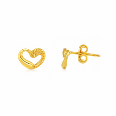 22K Gold Heart Élan Sculpted Stud Earrings